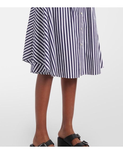 Sacai Blue Striped Cotton Midi Dress