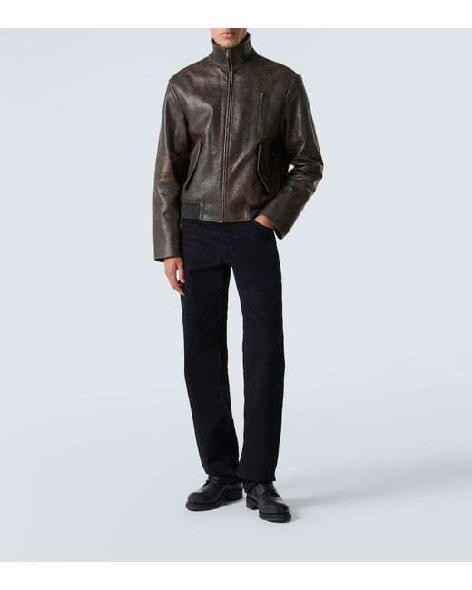 The Row Black Akia Leather Jacket for men