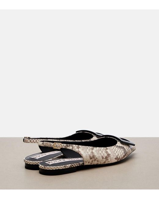 Roger Vivier Brown Gommettine Leather Slingback Flats