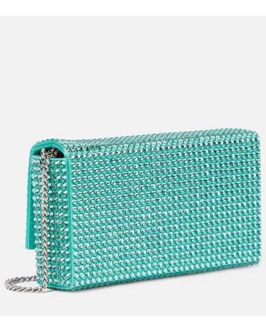 AMINA MUADDI Blue Paloma Micro Embellished Satin Clutch