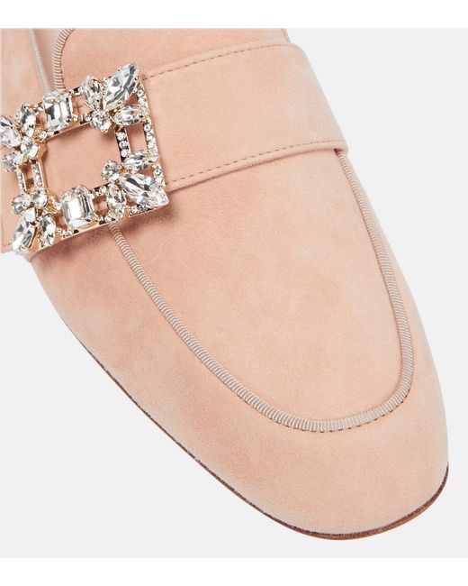 Roger Vivier Pink Mini Broche Suede Loafers