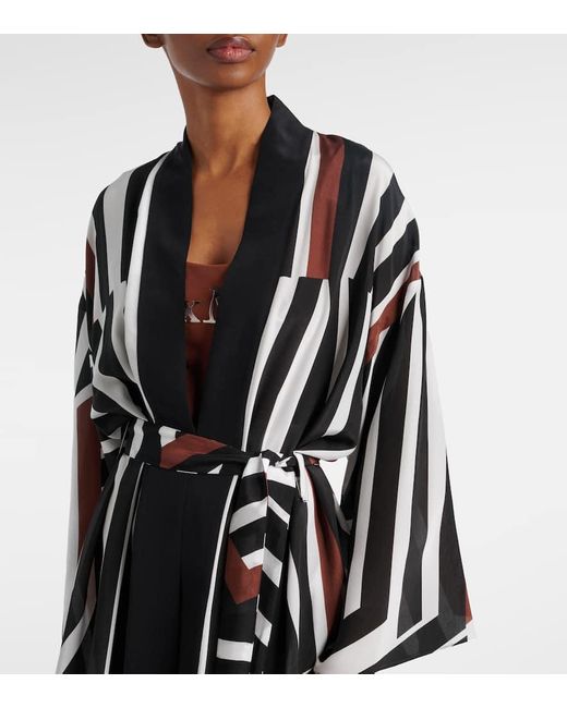 Max Mara Black Ovatte Striped Beach Cover-Up
