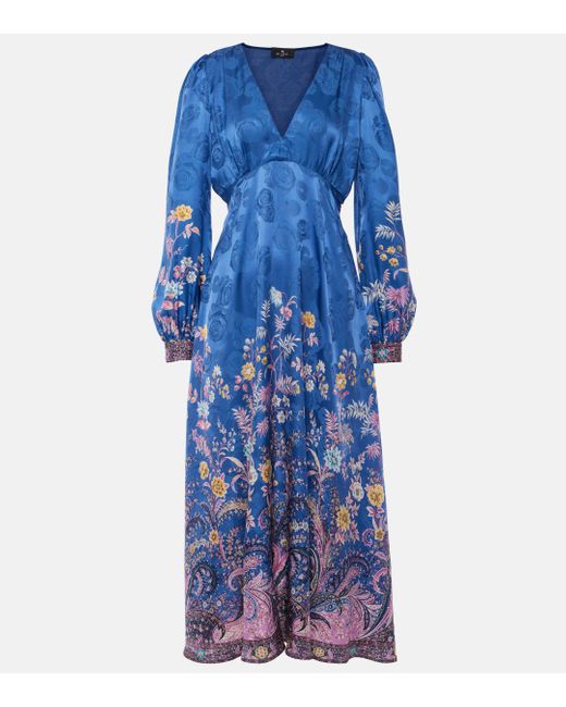 Etro Blue Paisley Midi Dress