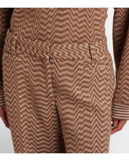 Missoni Brown Zigzag Low-Rise Bootcut Pants