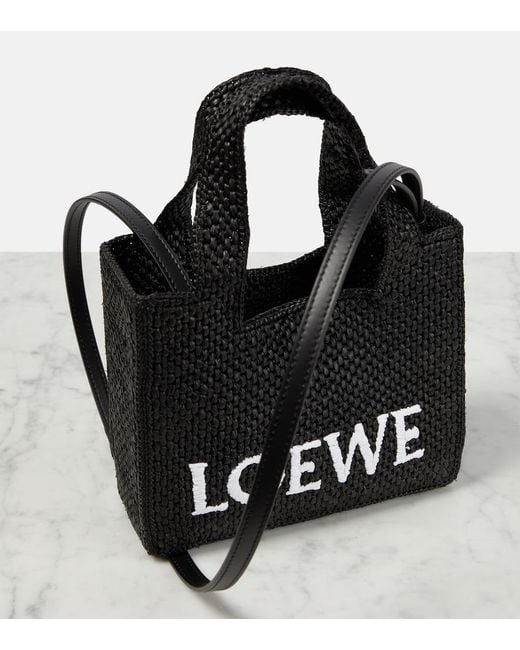Loewe Black Mini Raffia Top-Handle Bag