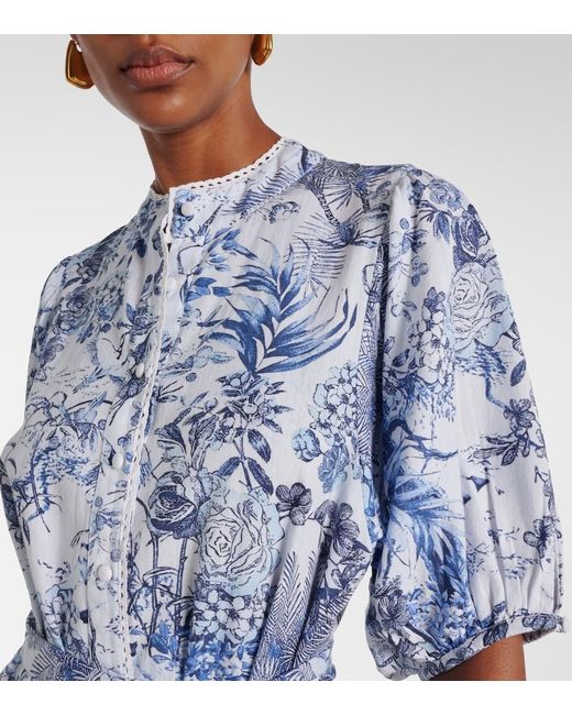 Melissa Odabash Blue Kitty Cotton And Linen Shirt Dress