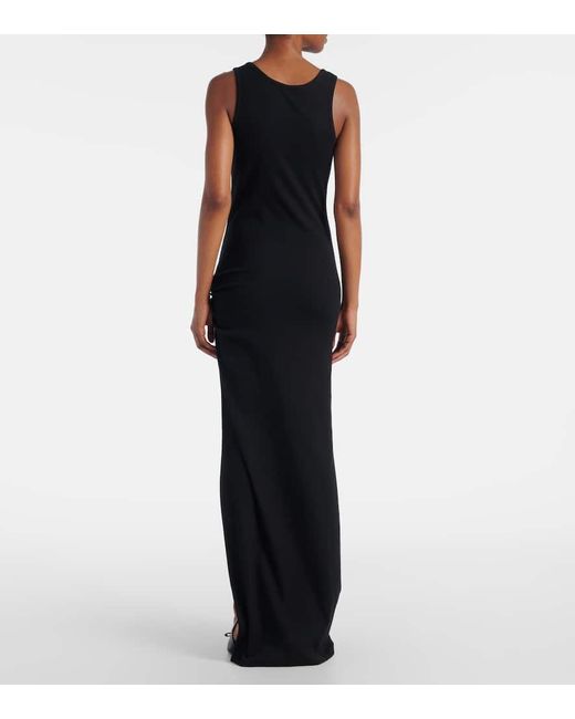 Versace Black Safety Pin Draped Cotton-Blend Maxi Dress