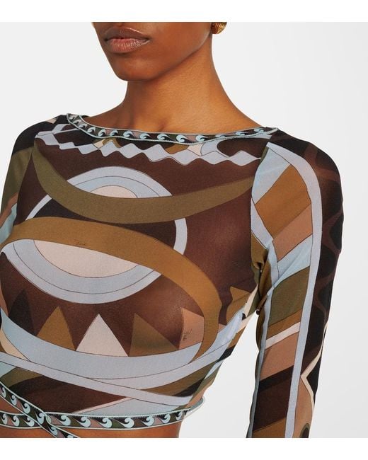 Emilio Pucci White Vivara Tulle Crop Top