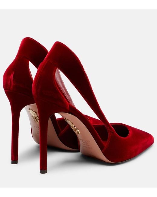 Aquazzura Red Dangerous Liaisons 105 Velvet Pumps