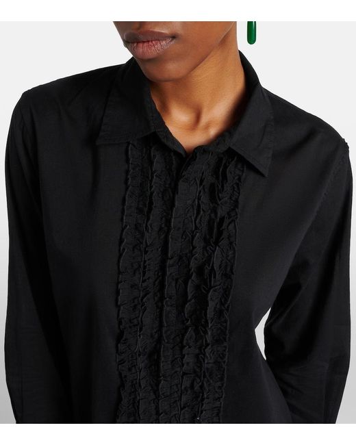 Nili Lotan Black Nathael Ruffled Cotton Shirt