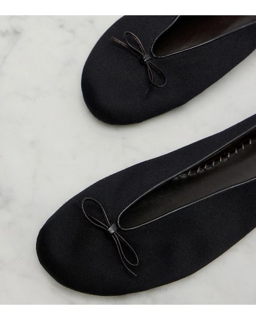 The Row Blue Fay Bow-Detail Cotton Ballet Flats