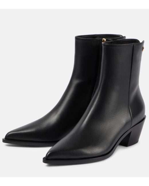 Gianvito Rossi Black Kinney Leather Ankle Boots