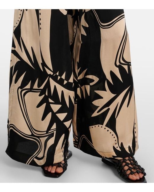 Poupette Black Clea Printed Wide-Leg Pants