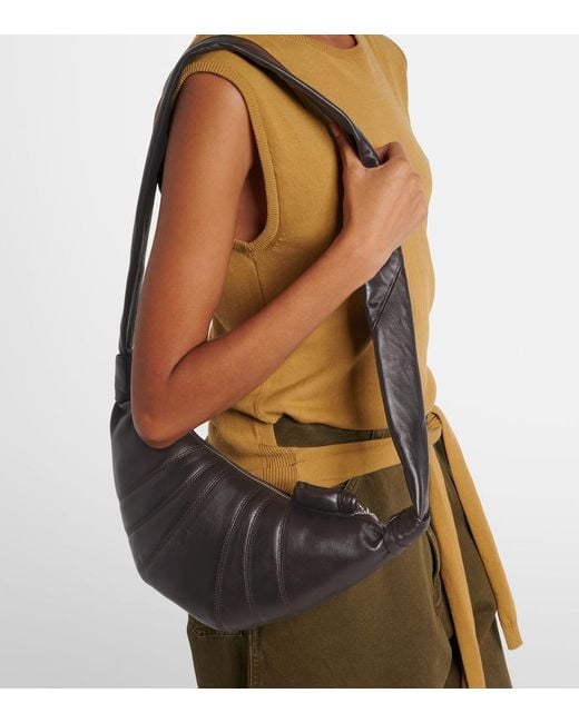 Lemaire Metallic Croissant Small Leather Shoulder Bag