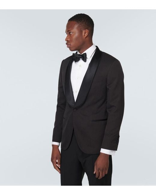 Brunello Cucinelli Black Single-Breasted Silk Tuxedo Jacket for men