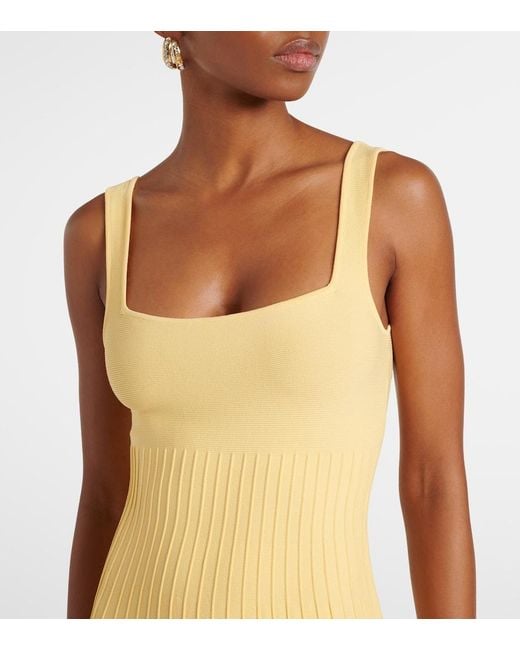 Staud Yellow Ellison Pleated Midi Dress
