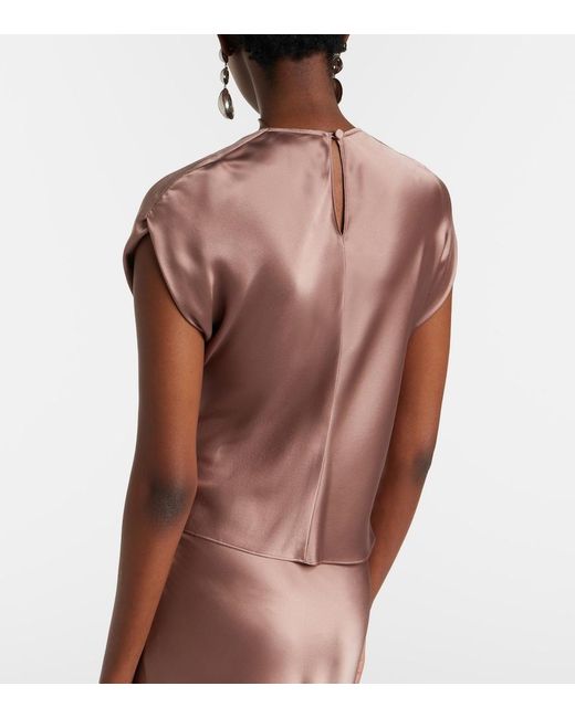 The Sei Pink Draped Silk Satin Top