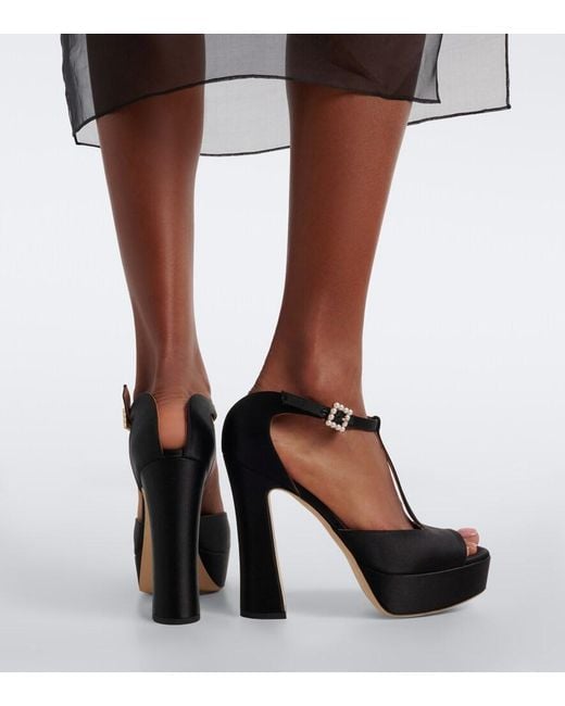 Malone Souliers Black Nomi Embellished Satin Platform Sandals