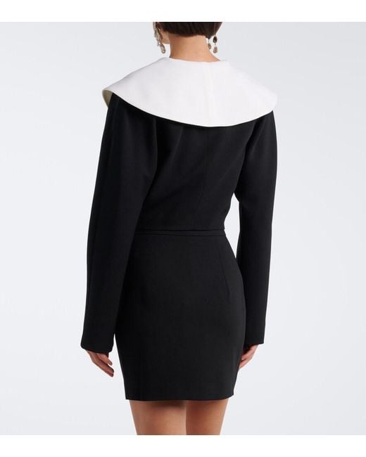 Alessandra Rich Black Double-Breasted Wool-Blend Crepe Jacket
