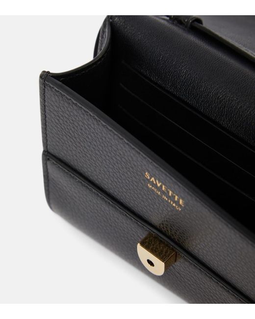 SAVETTE Black Symmetry Leather Wallet With Strap