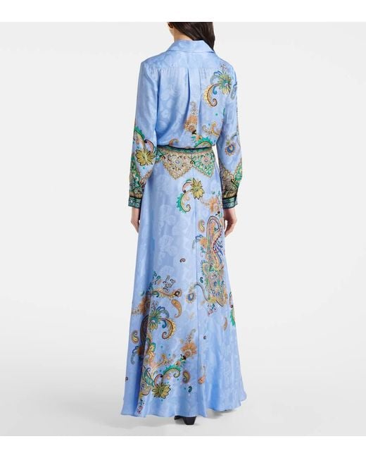 Etro Blue Maxirock Aus Crepe De Chine Aus Seide