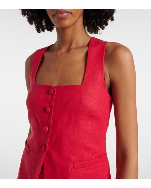 Faithfull The Brand Red Jackie Linen Vest