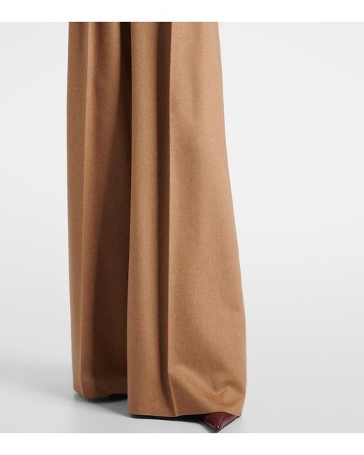 Max Mara Brown Ori Pleated Camel Hair Wide-Leg Pants