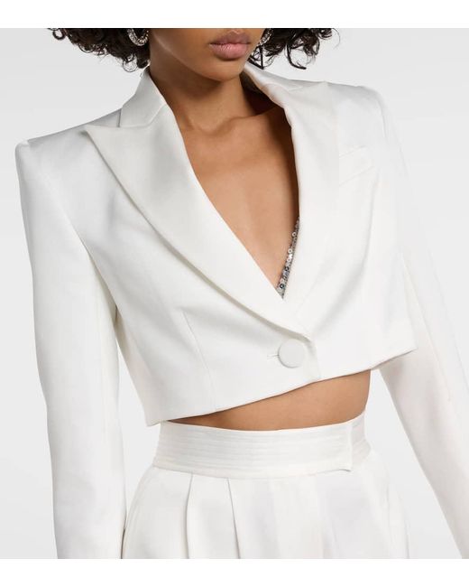 Alex Perry White Cropped-Blazer Aus Satin