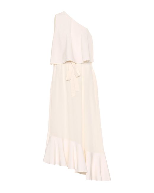 Stella McCartney Natural Asymmetric One-shoulder Silk Crepe De Chine Midi Dress