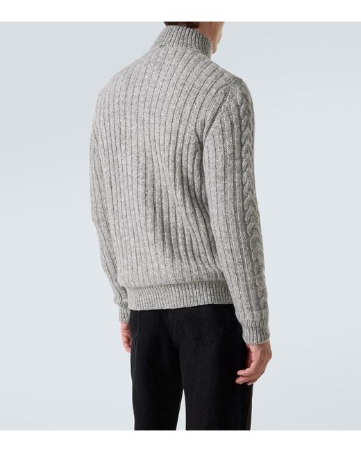 Herno Gray Cable-Knit Wool Jacket for men