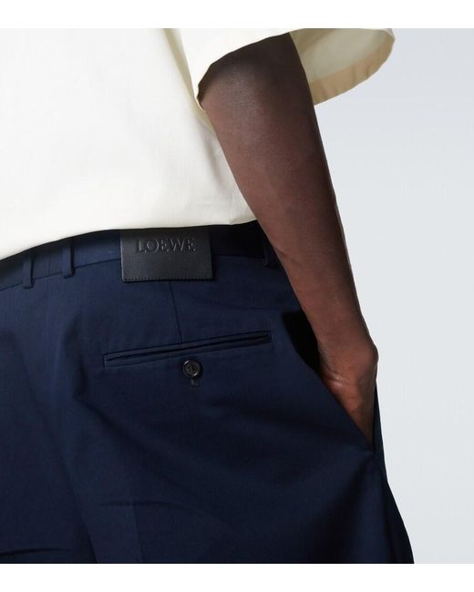 Loewe Blue Pleated Cotton Gabardine Wide-Leg Pants for men
