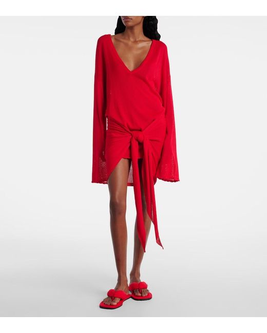 The Attico Red Indie Canvas Thong Sandals