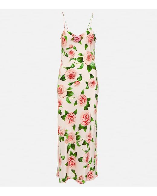 Rodarte Metallic Bedrucktes Slipdress Aus Seide