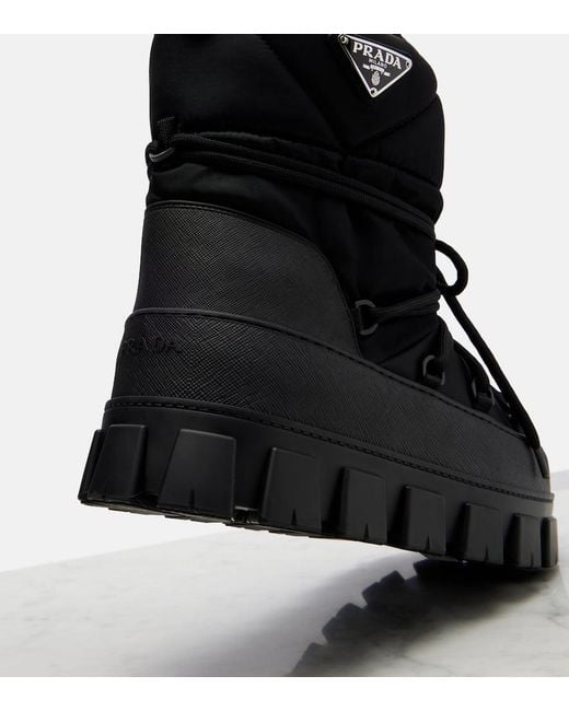 Prada Black Re-Nylon Gabardine Snow Boots