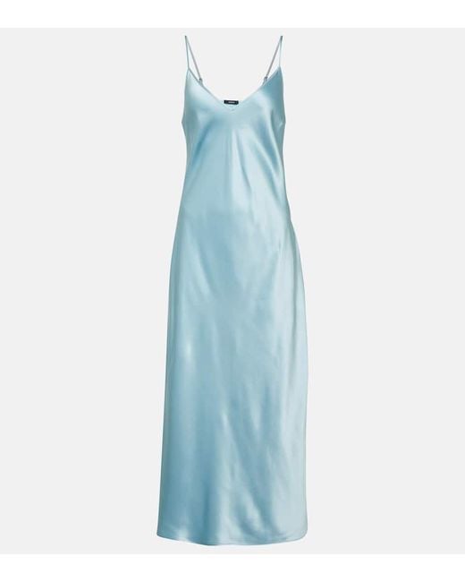 Joseph Blue Clea Silk Satin Slip Dress