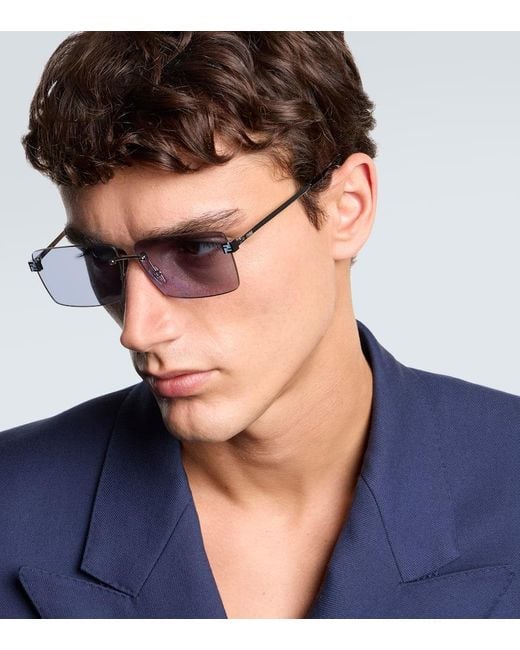 Fendi Blue Sky Rectangular Sunglasses for men