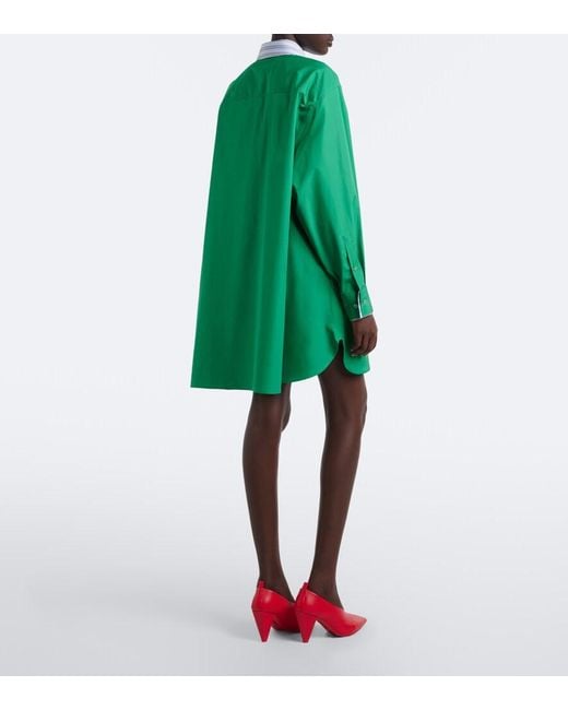 Loewe Green Double L Cotton Poplin Shirt Dress