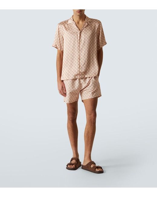 Frescobol Carioca Bedrucktes Hemd Roberto Aus Seide in Natural für Herren