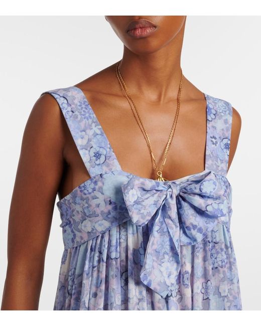 Chloé Blue Floral Cotton Voile Maxi Dress