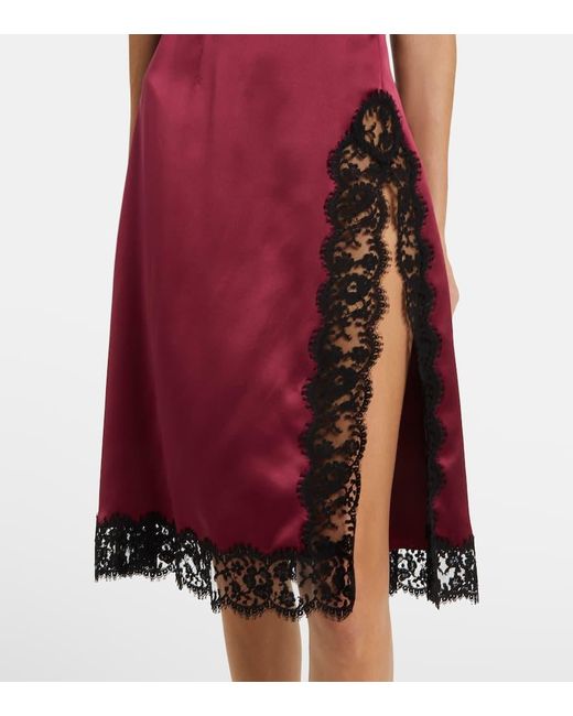 Dolce & Gabbana Red Silk And Cotton-Blend Midi Dress