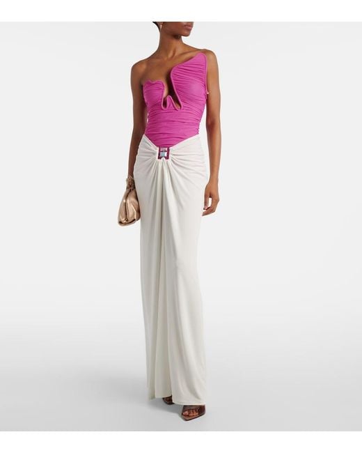 Christopher Esber Pink Salacia Strapless Ruched Top