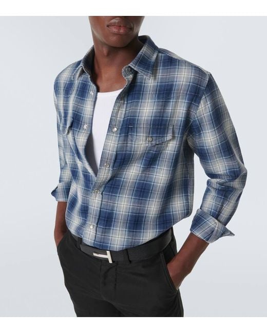 Camicia Western di Tom Ford in Blue da Uomo