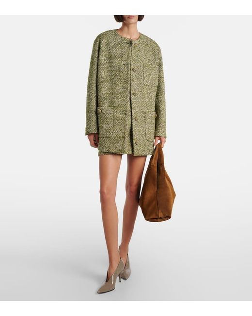 Gucci Green Cotton And Wool-Blend Tweed Miniskirt
