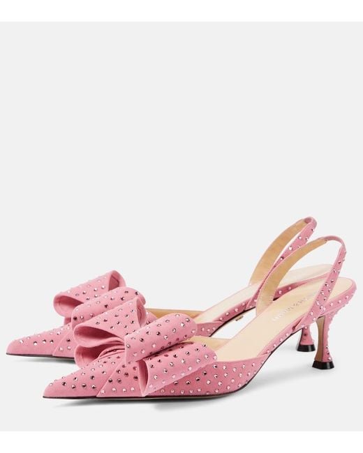 Mach & Mach Pink Le Cadeau Suede Slingback Pumps