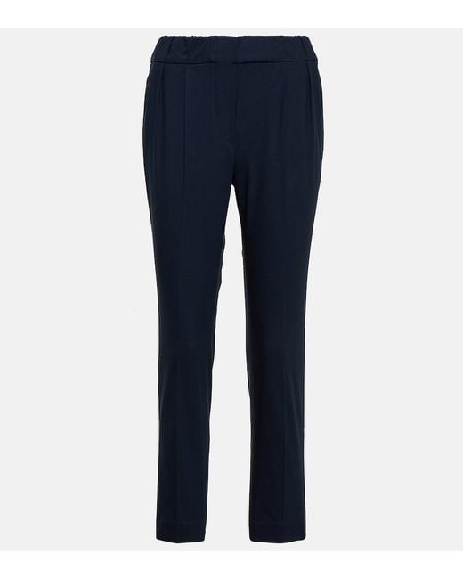 Brunello Cucinelli Blue Cotton-Blend Twill Chinos