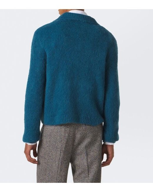 Dries Van Noten Blue Alpaca And Wool-Blend Cardigan for men