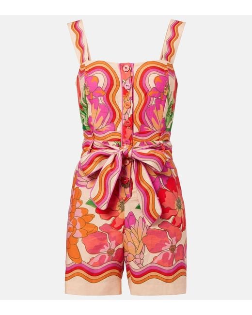 Combi-Short Spring Affair Imprimee En Lin Melange Farm Rio en coloris Red