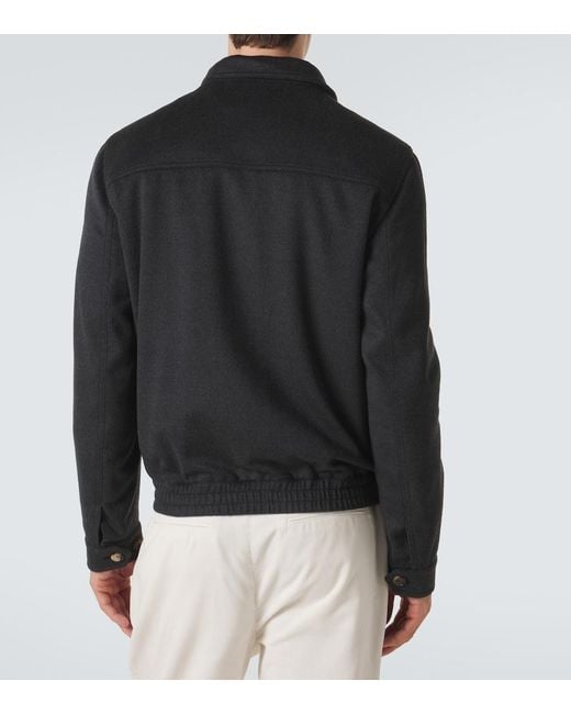 Brunello Cucinelli Black Virgin Wool Blouson Jacket for men
