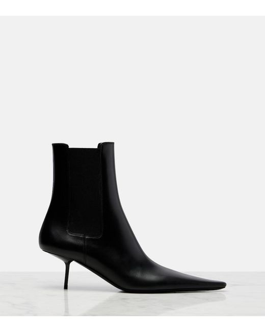 Saint Laurent Black Victoire 55 Leather Ankle Boots