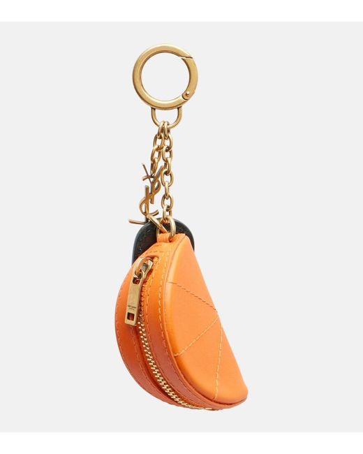 Saint Laurent Orange Leather Keychain